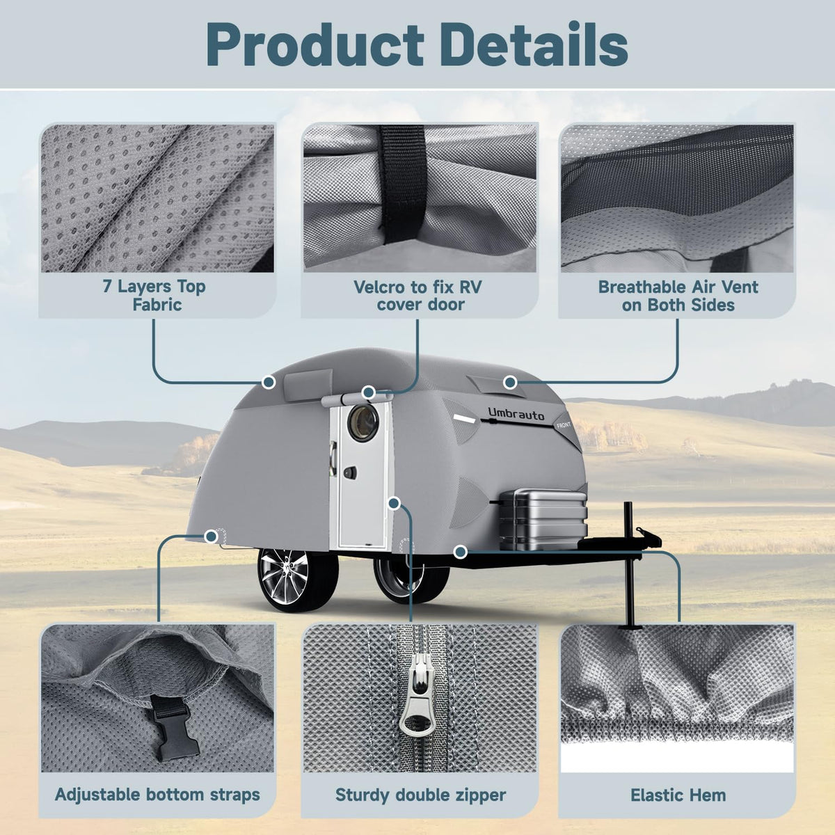 8'-10' 7 Layers Waterproof Travel Trailer Cover D78056