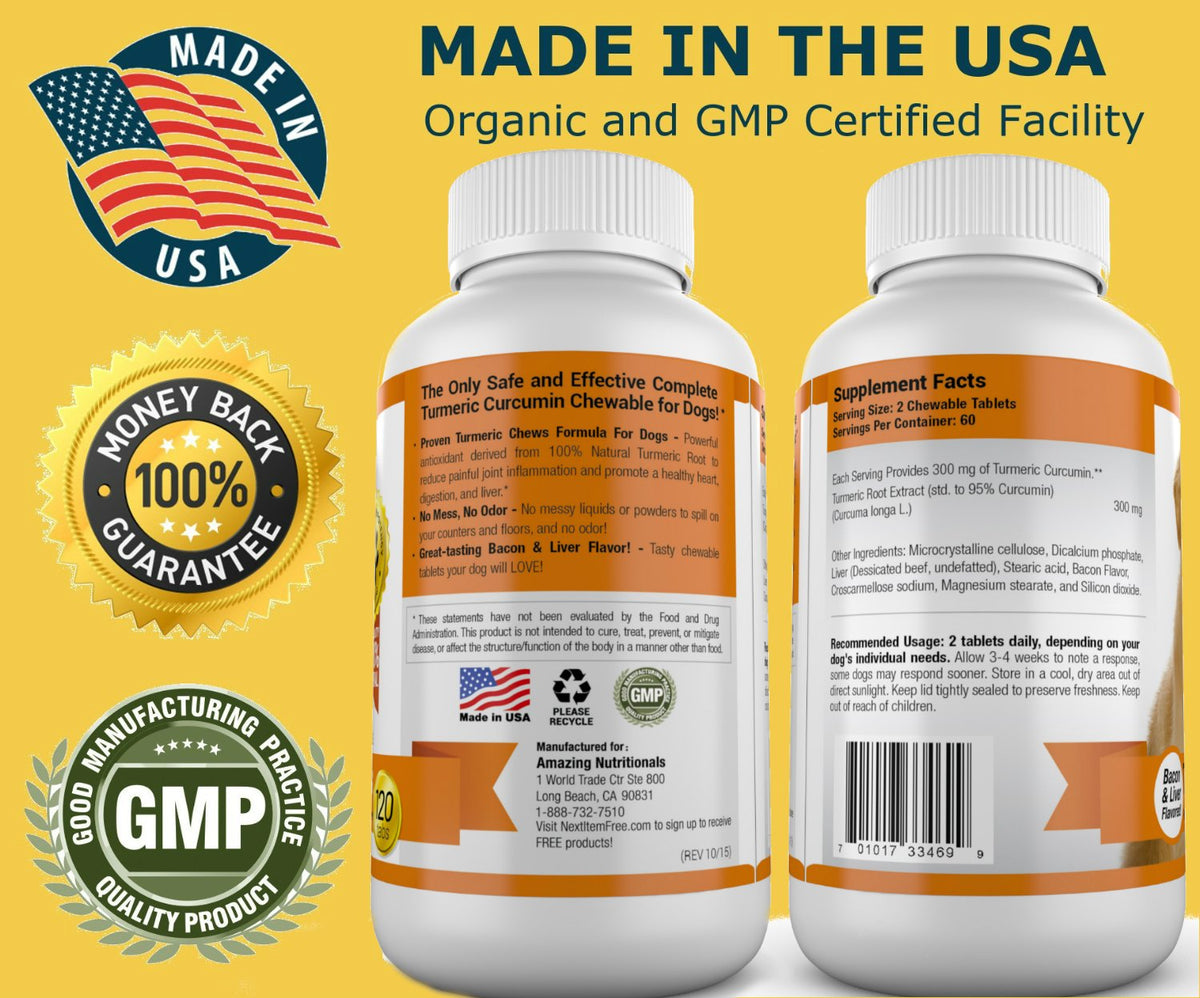 Omega-3 Fish Oil and Turmeric Curcumin Chews for Dogs W445
