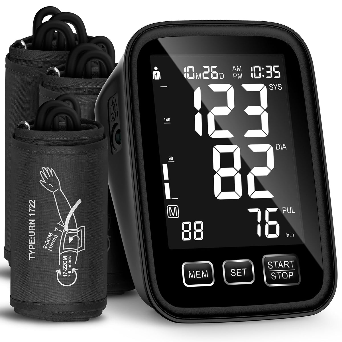 Blood Pressure Machine with 3 Size Cuffs and Backlit Display Y67818