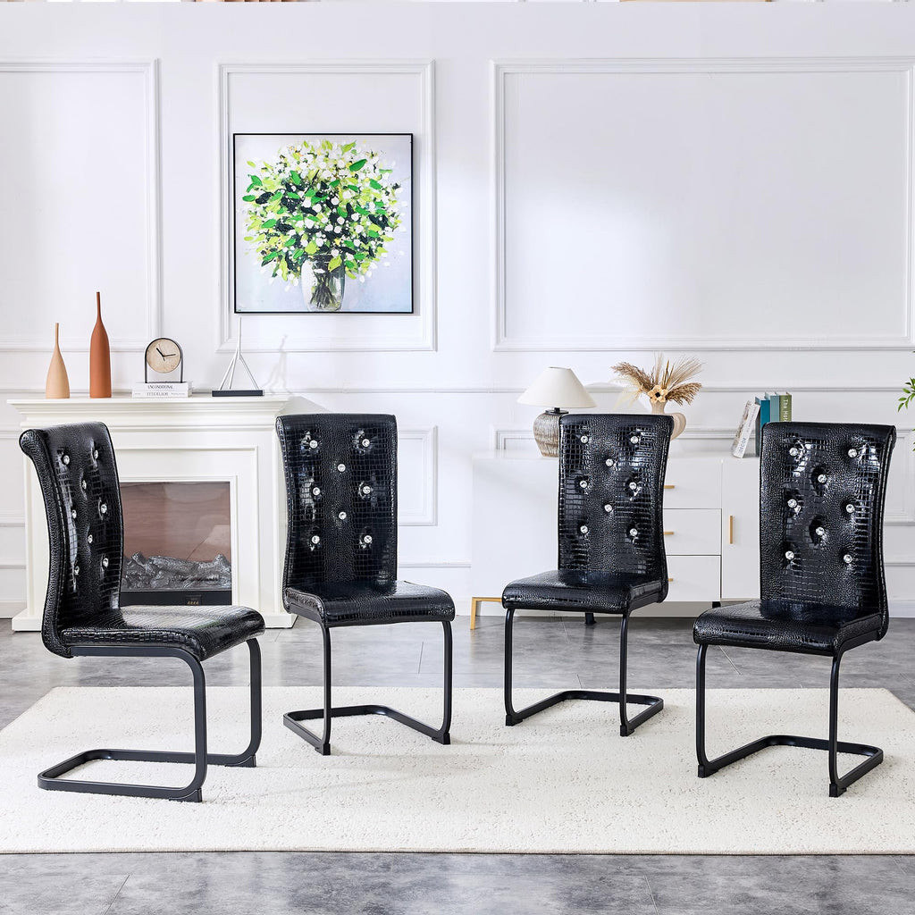 Black PU Leather Dining Chairs Set of 4 W4547