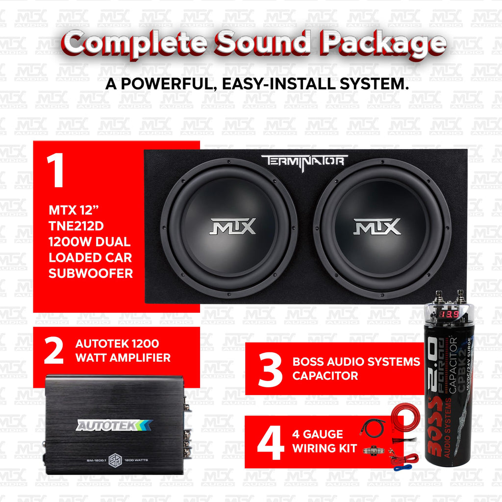 Dual 12" Subwoofer Box, Mono Amp, & Wiring Kit R19276