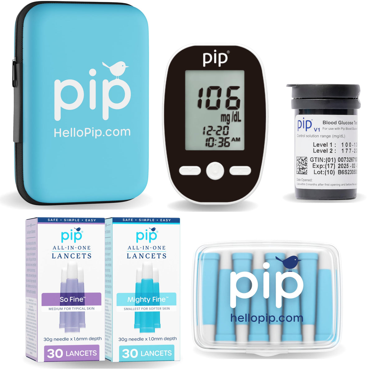 Blood Glucose Monitor Kit with 50 Test Strips and 60 Lancets G44217
