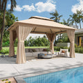 12'x10' Beige Metal Gazebo S1426