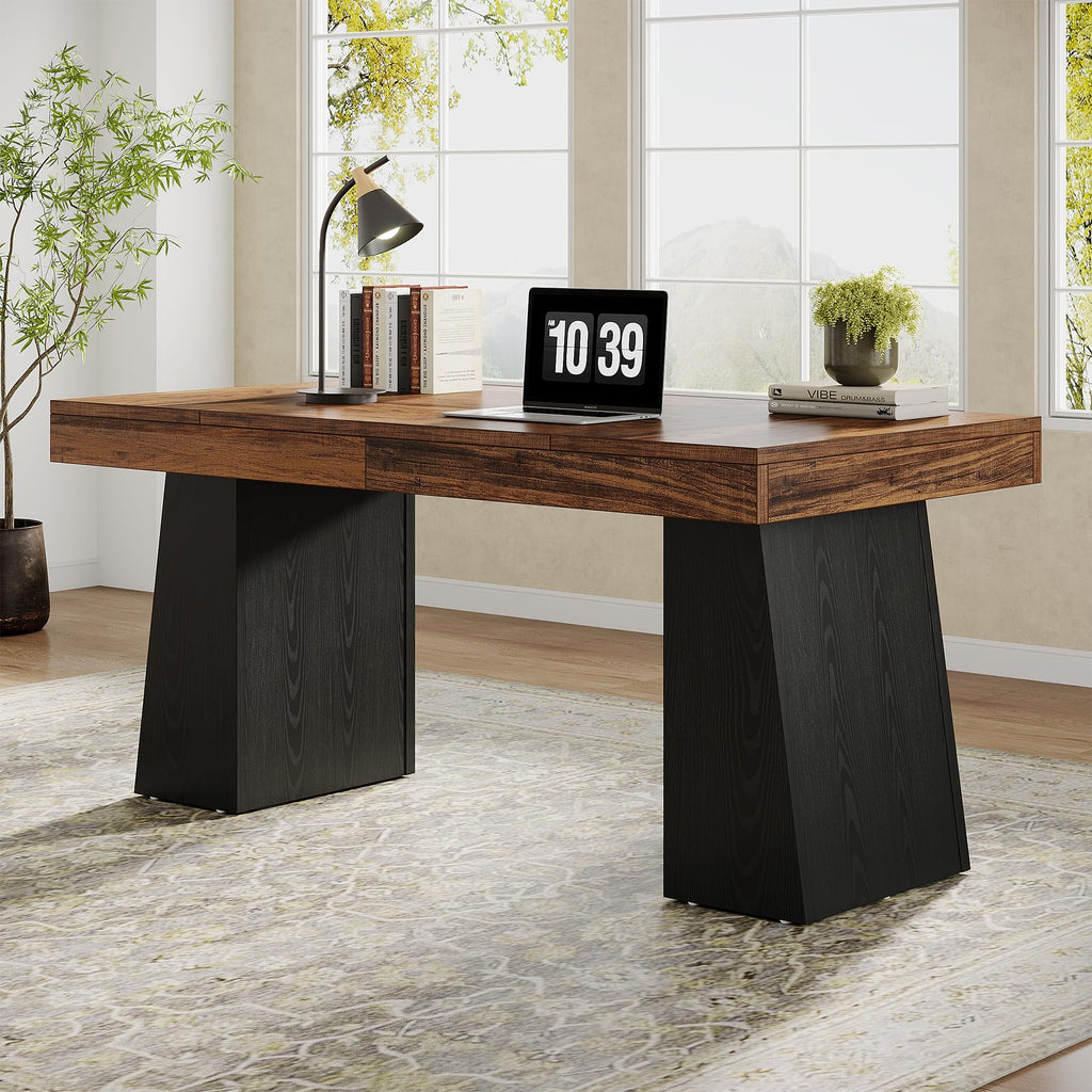 55" Wooden Office Desk with Double Pedestal X7441