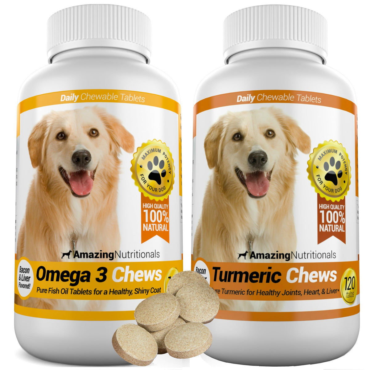 Omega-3 Fish Oil and Turmeric Curcumin Chews for Dogs W445