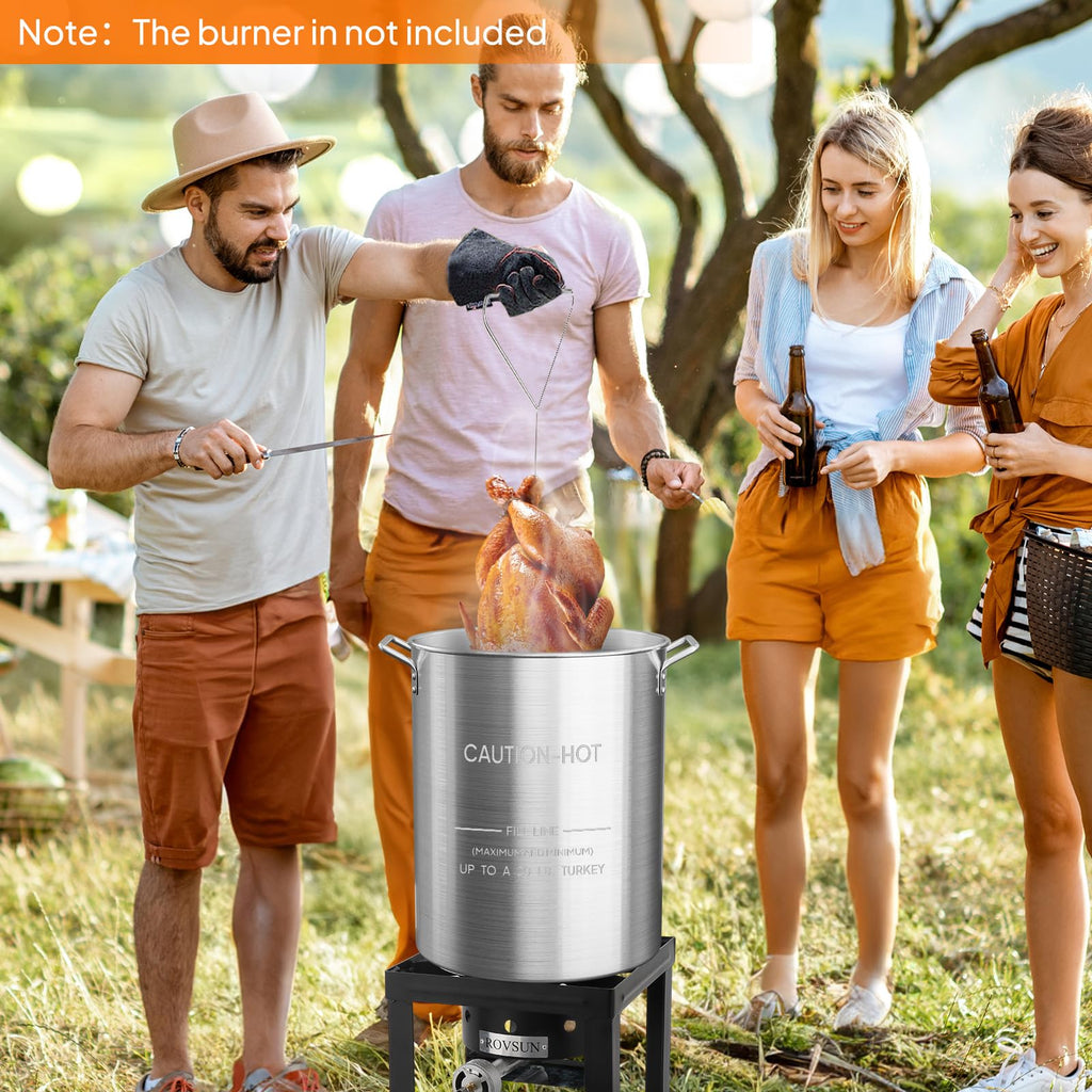 30QT Aluminum Turkey Fryer Pot & Seafood Boil Pot with Strainer Basket C824