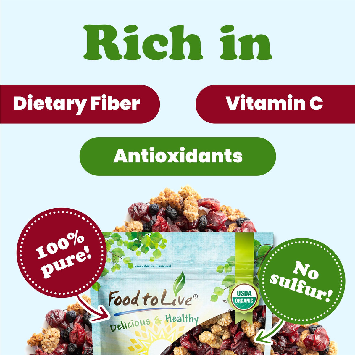 Organic Dried Berries Mix, 8 Ounces K6452