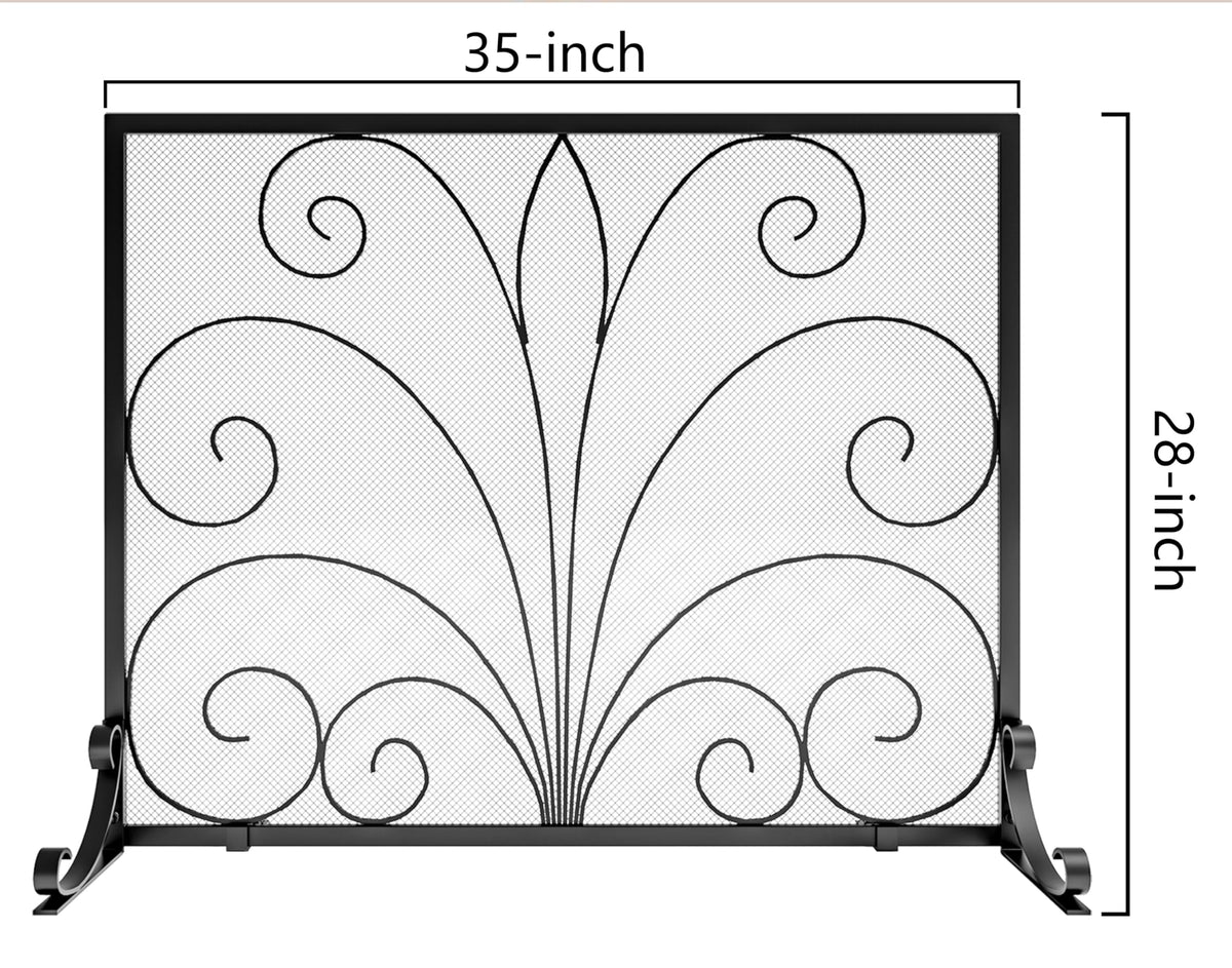 Wrought Iron Single Panel Fireplace Screen E14962