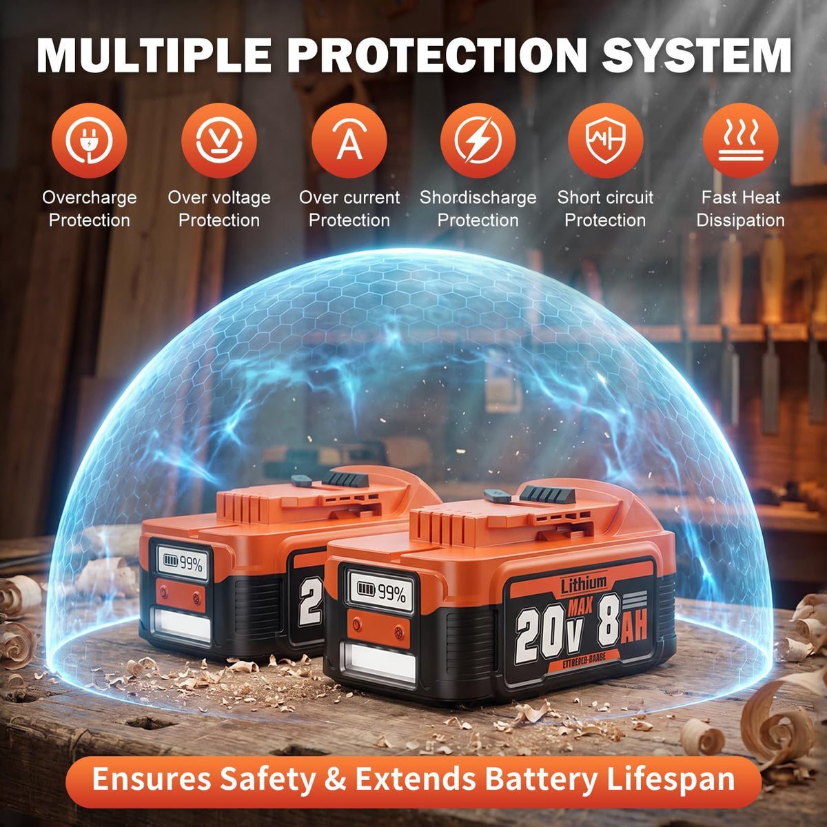 8.0Ah Replacement Battery with LCD Screen X7225