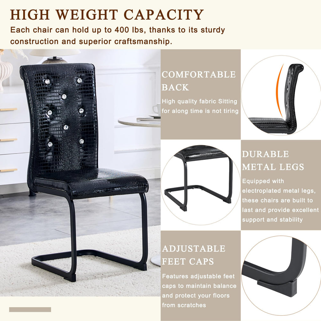 Black PU Leather Dining Chairs Set of 4 W4547