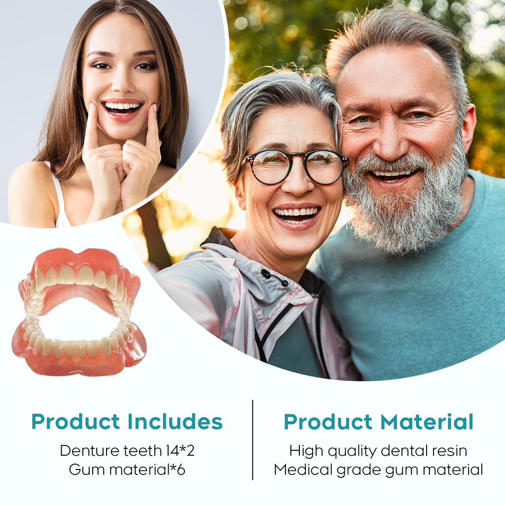 DIY Denture Kit Full Set Top & Bottom Fake Teeth D555