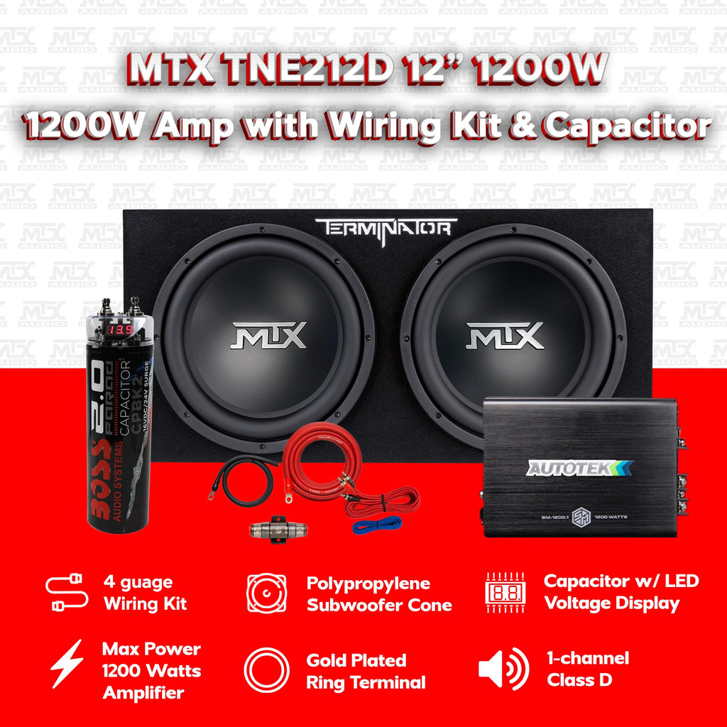Dual 12" Subwoofer Box, Mono Amp, & Wiring Kit R19276