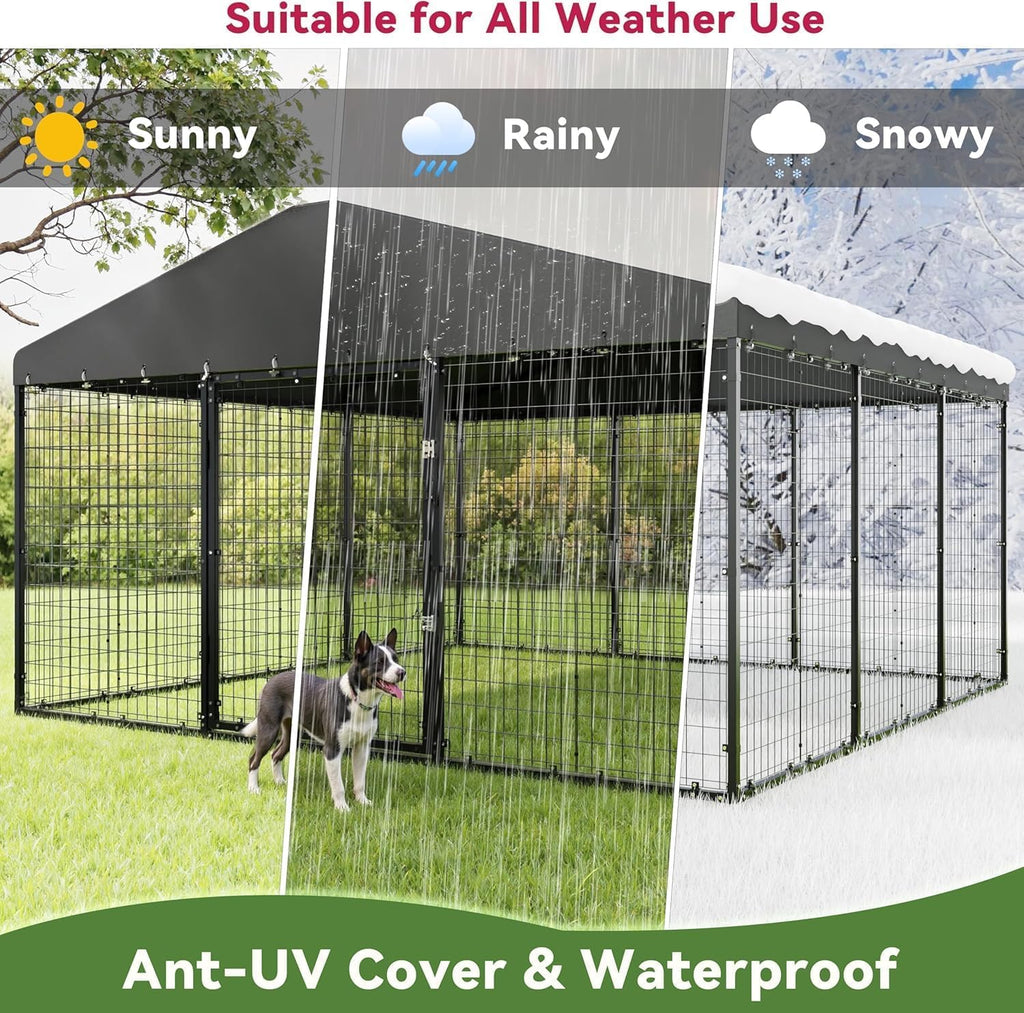 10x10x6 FT Galvanized Steel Dog Kennel with Roof P3376