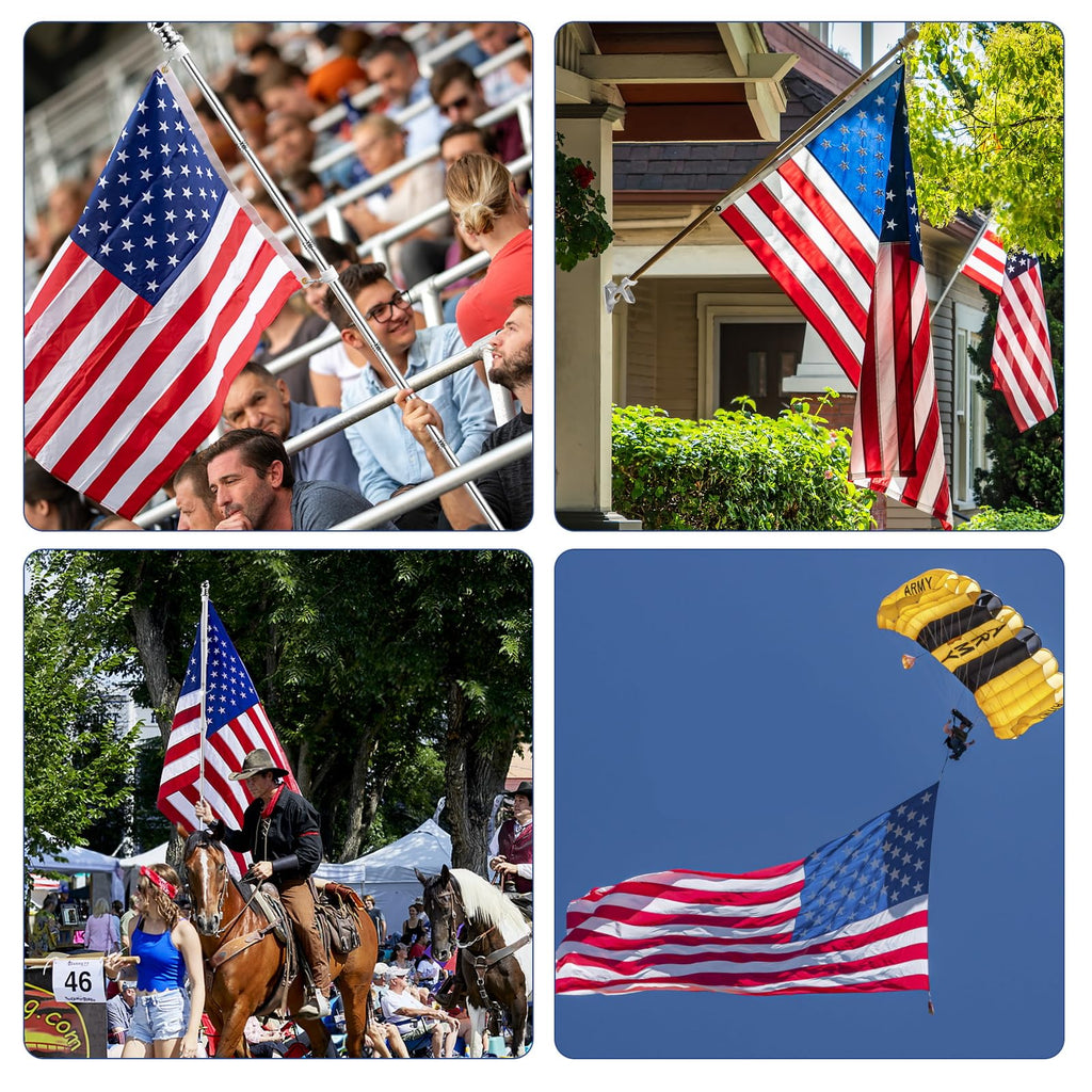 5 FT Flag Pole Kit with 3x5ft American Flag Stainless Steel K65199