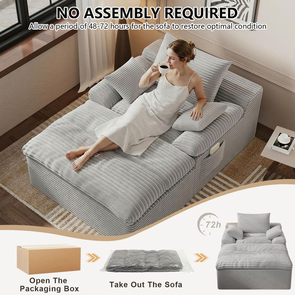 67" Oversized Corduroy Chaise Lounge B880