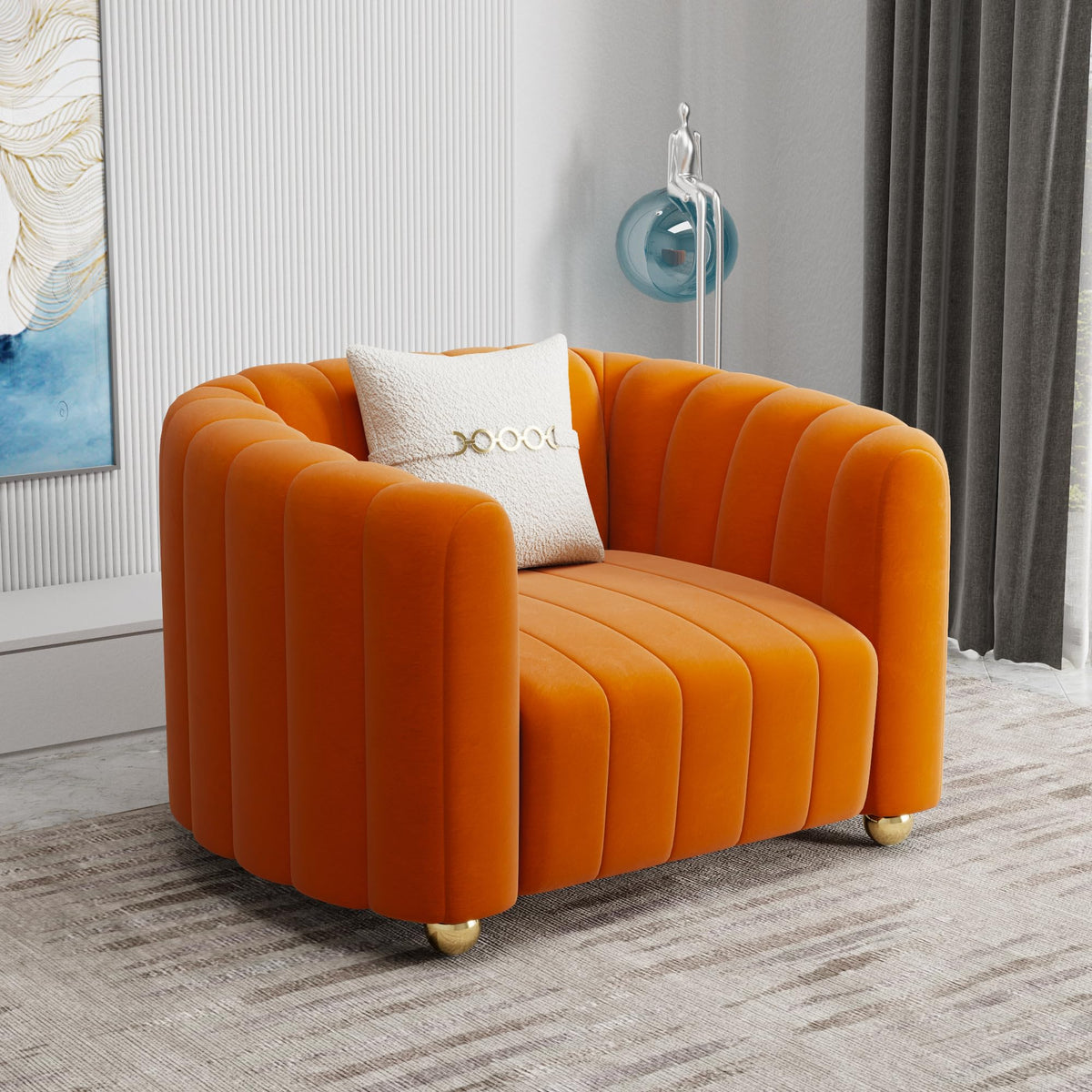 Orange Velvet 2-Piece Sofa B164632