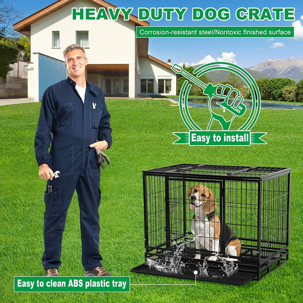 48 inch XXL Heavy Duty Dog Kennel with Wheels E893