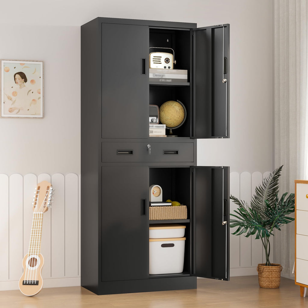 Metal Locking Storage Cabinet with Adjustable Shelves and 1 Drawer N536764