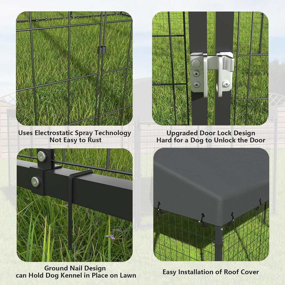 10x10x6 FT Galvanized Steel Dog Kennel with Roof P3376