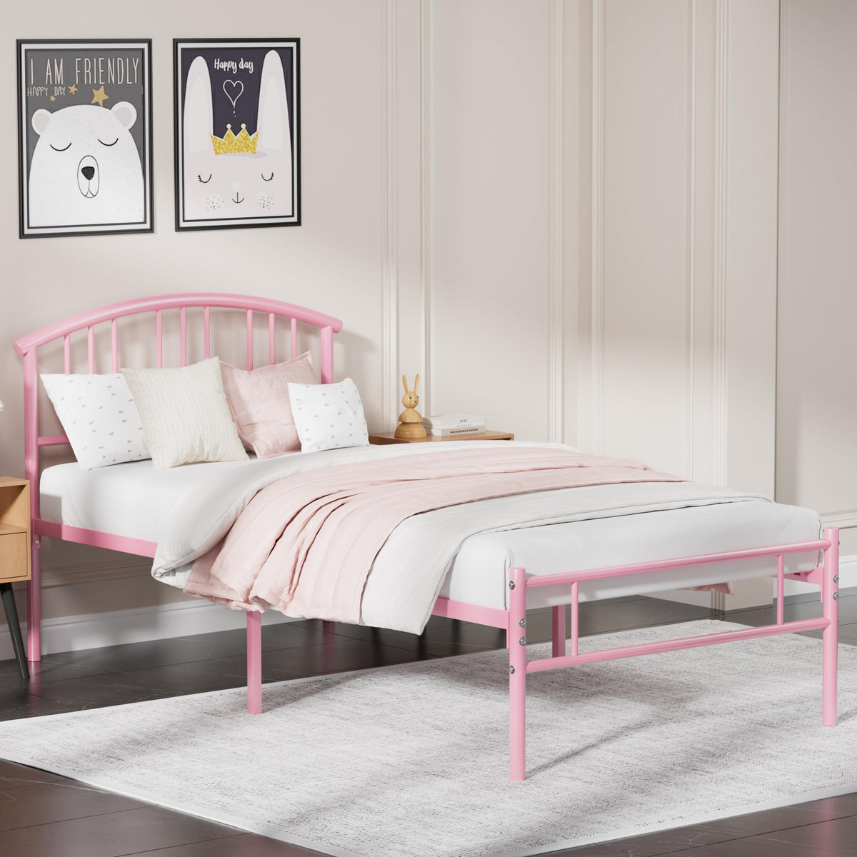 Twin Size Metal Bed Frame with Headboard and Footboard C254