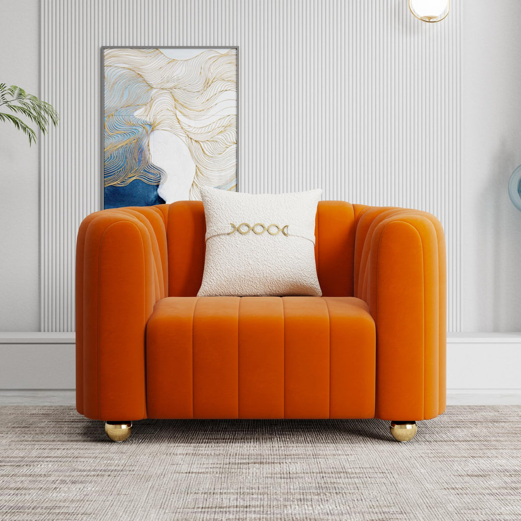 Orange Velvet 2-Piece Sofa B164632