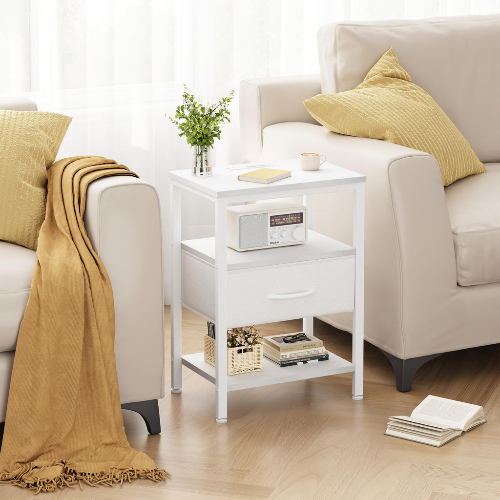 Nightstand with Charging Station, Fabric Drawers G242
