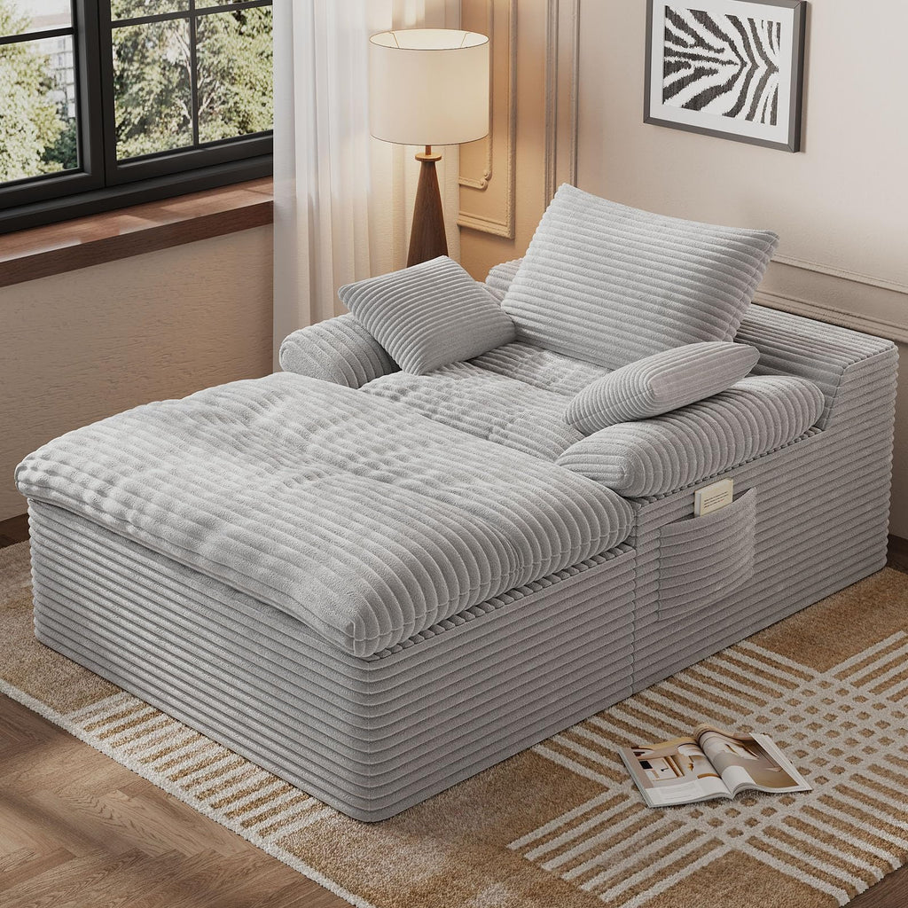 67" Oversized Corduroy Chaise Lounge B880