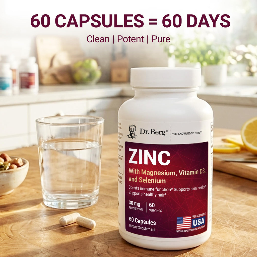 Zinc 30 mg 60 Capsules Chelated with Vitamin D & Selenium U3979