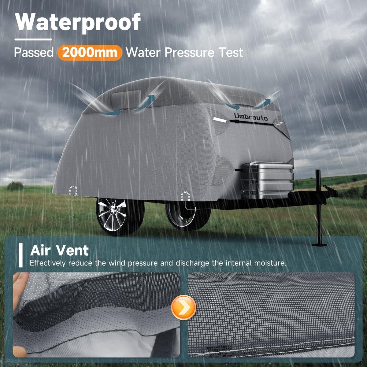 8'-10' 7 Layers Waterproof Travel Trailer Cover D78056