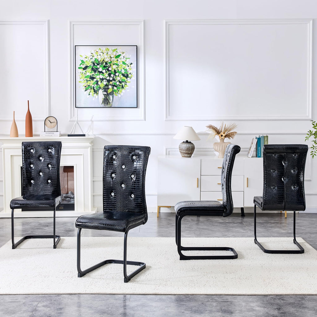 Black PU Leather Dining Chairs Set of 4 W4547