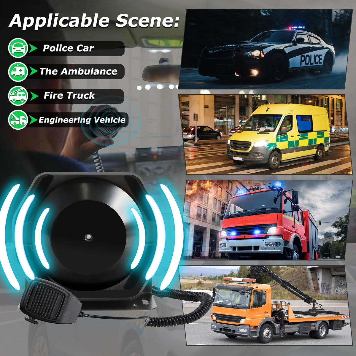 8 Tones Emergency Siren PA System P728882