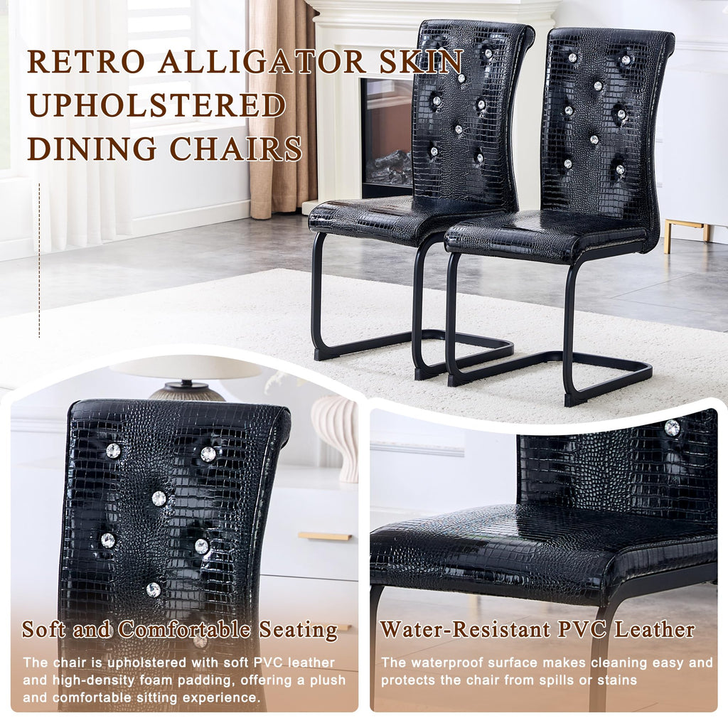 Black PU Leather Dining Chairs Set of 4 W4547