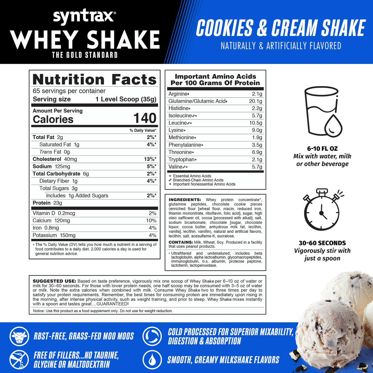 Whey Protein Powder Blend Cookies & Cream 5 lb G232