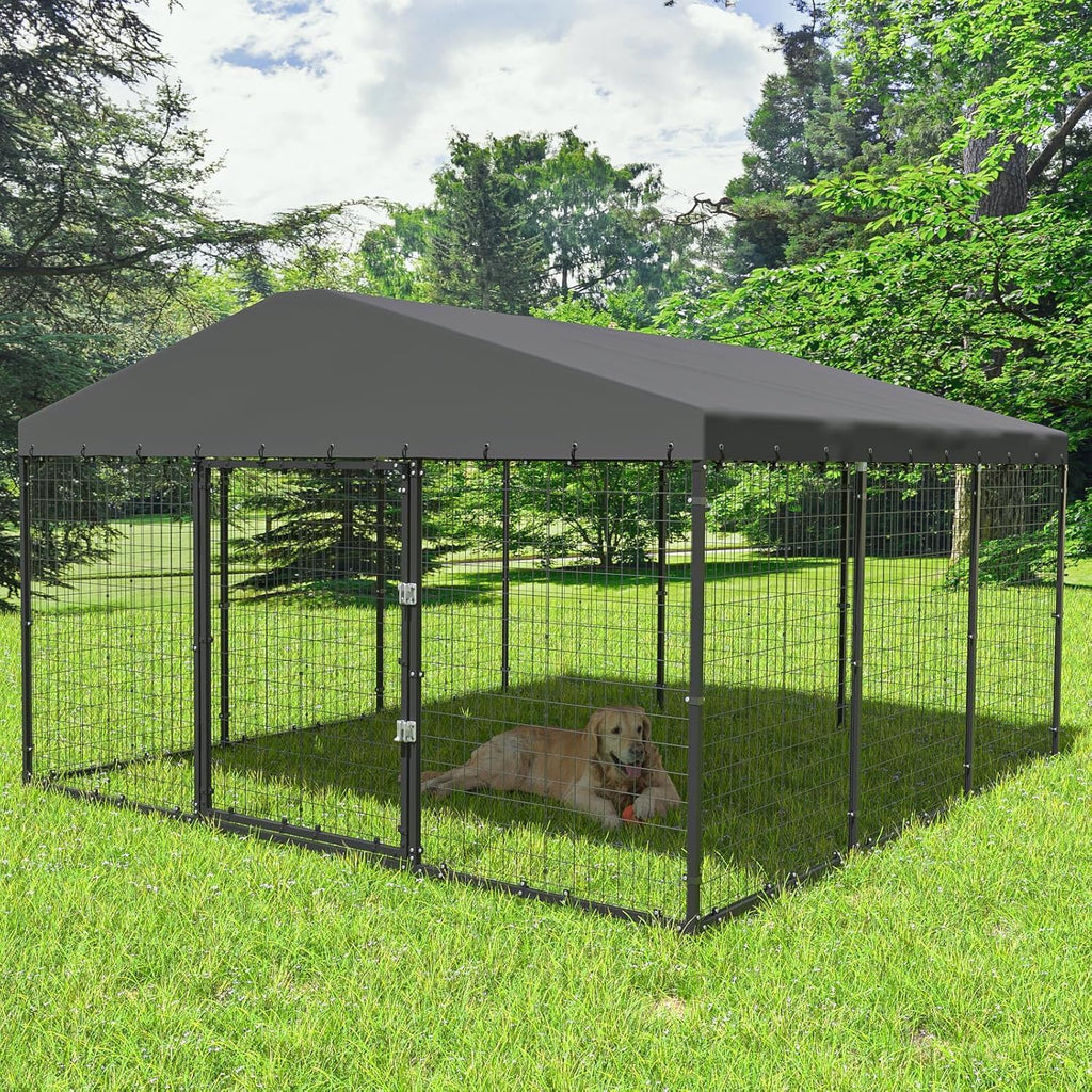 10x10x6 FT Galvanized Steel Dog Kennel with Roof P3376