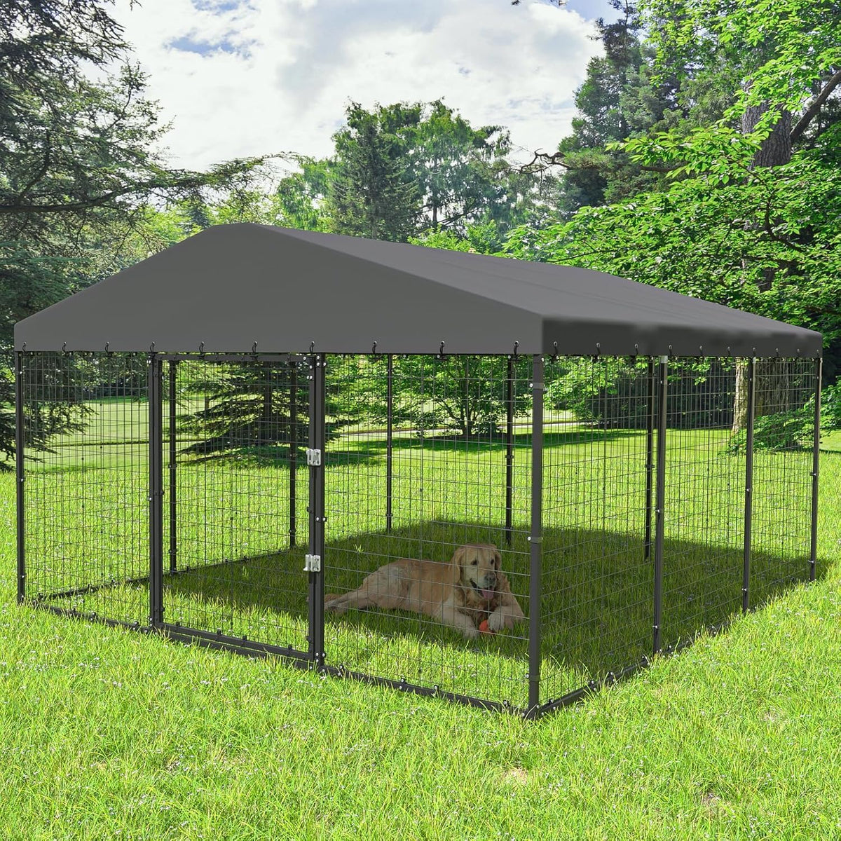 10x10x6 FT Galvanized Steel Dog Kennel with Roof P3376