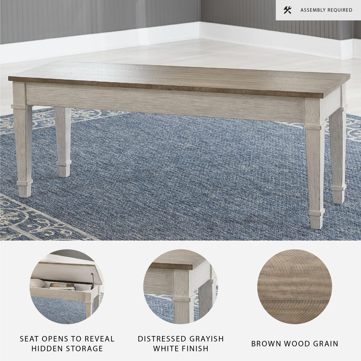 White Light Brown Wood Storage Bench V826