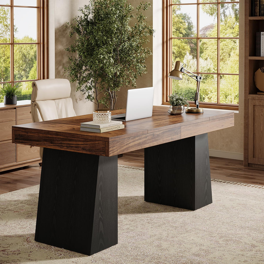 55" Wooden Office Desk with Double Pedestal X7441