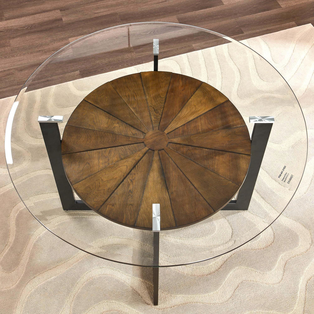 45 inch Round Glass Dining Table Set for 4 with Chairs I41644