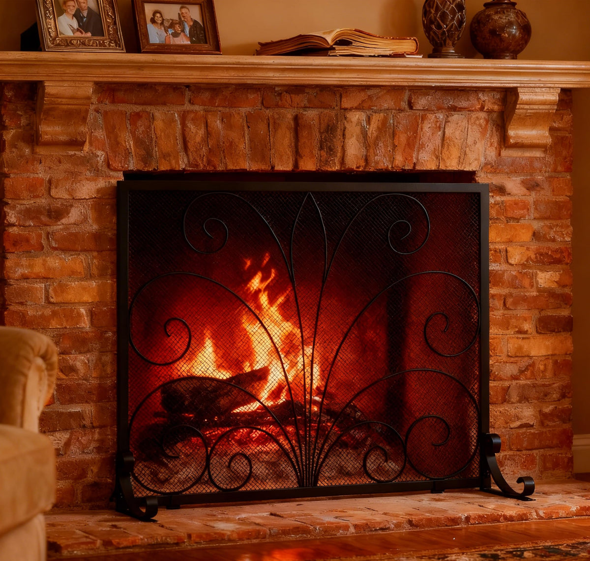 Wrought Iron Single Panel Fireplace Screen E14962