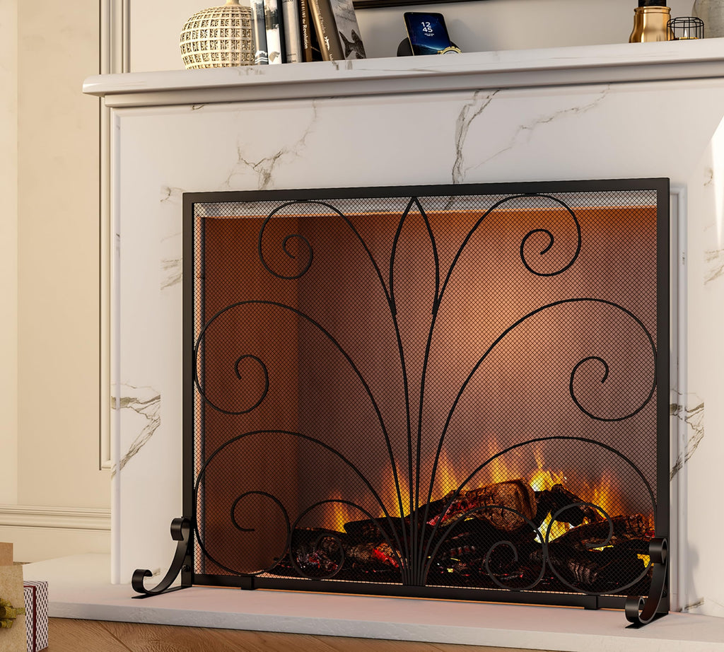 Wrought Iron Single Panel Fireplace Screen E14962
