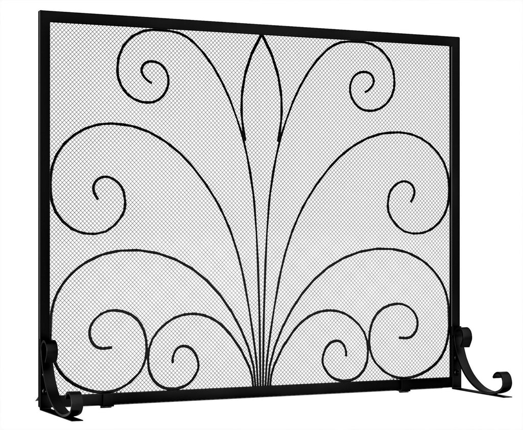 Wrought Iron Single Panel Fireplace Screen E14962
