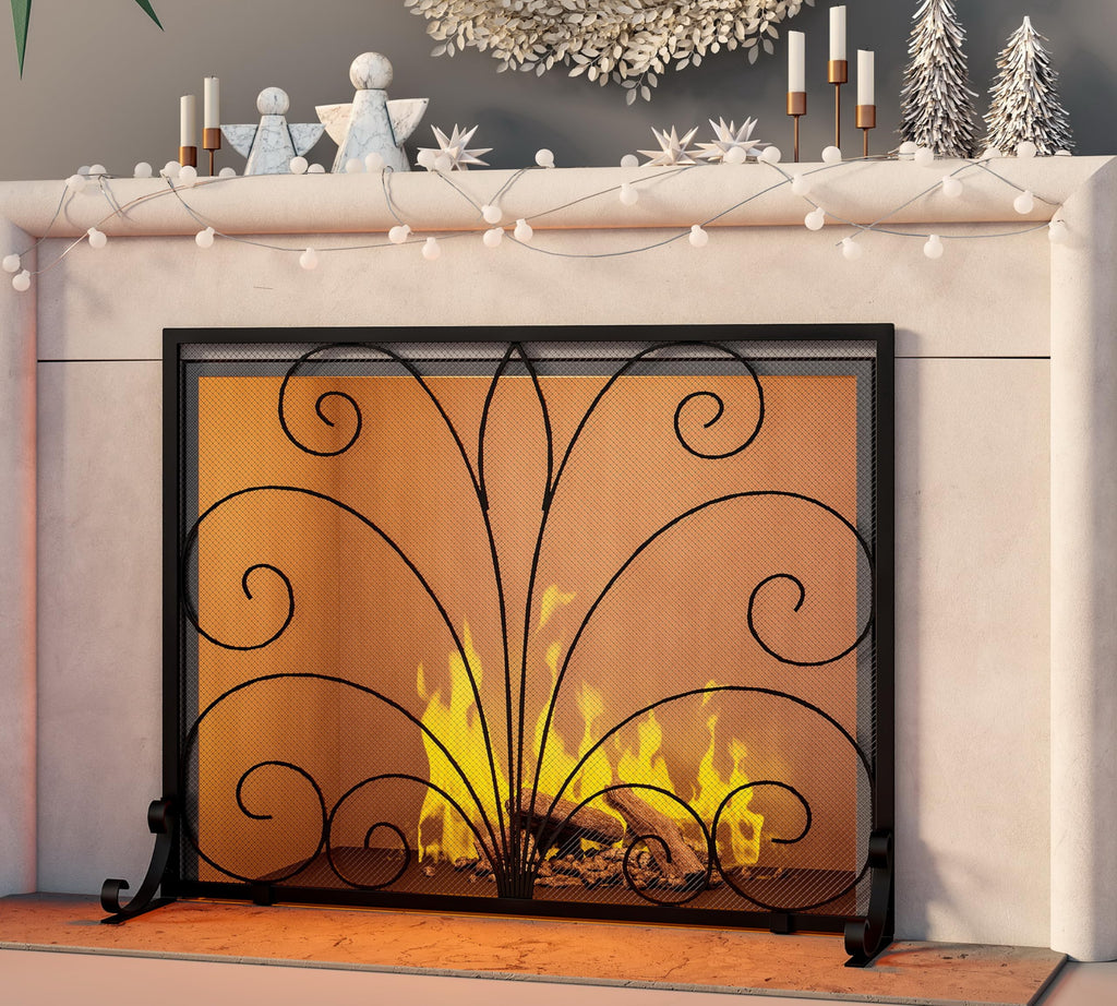 Wrought Iron Single Panel Fireplace Screen E14962