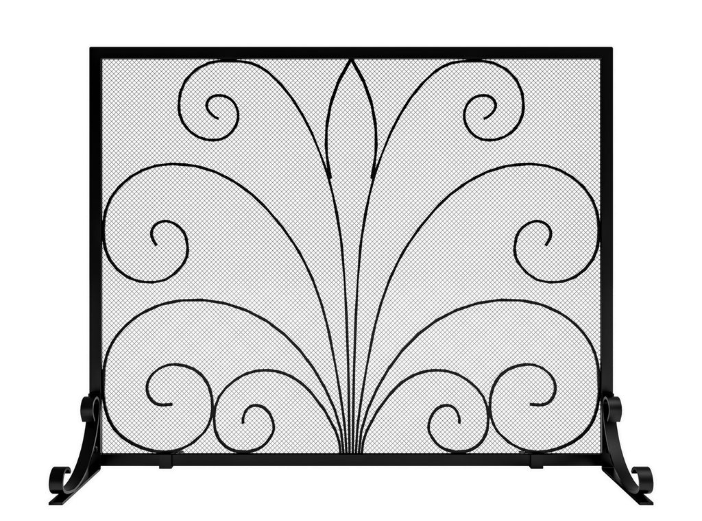 Wrought Iron Single Panel Fireplace Screen E14962