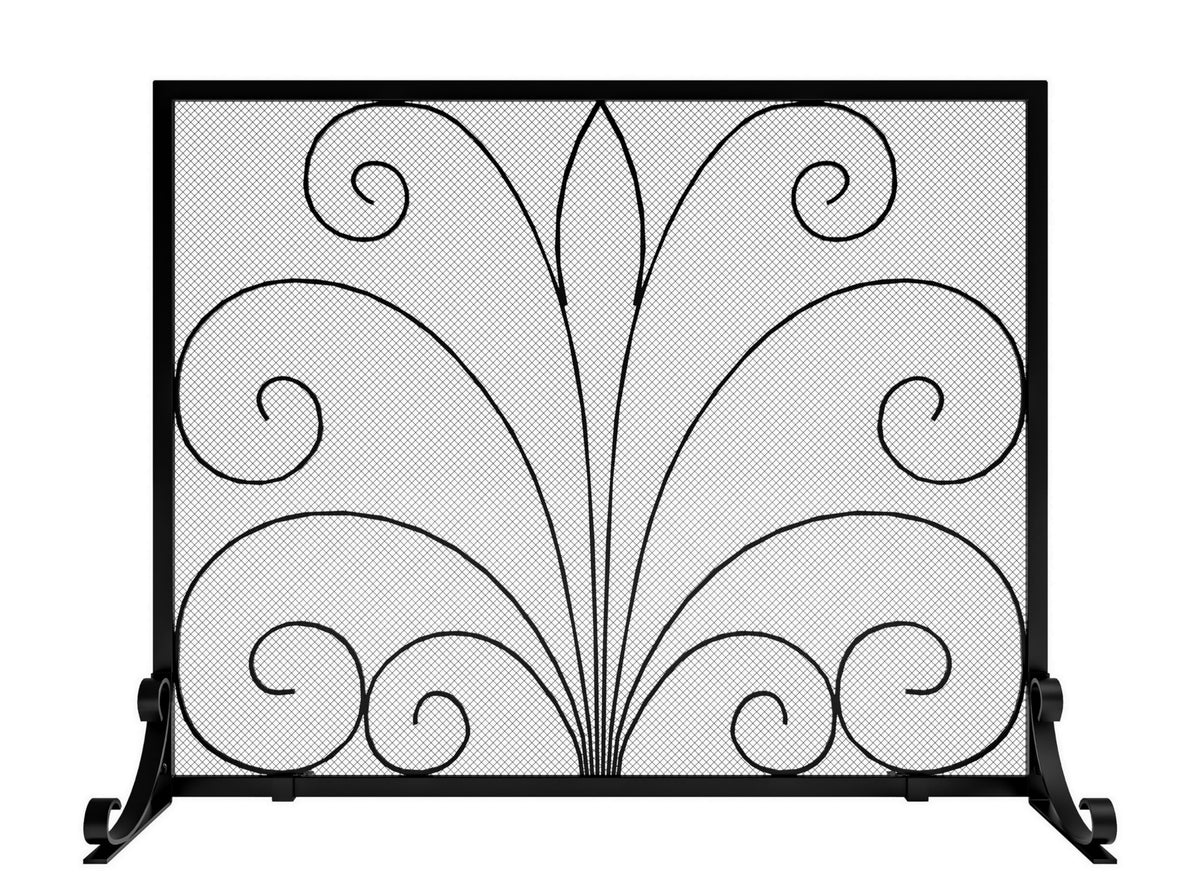 Wrought Iron Single Panel Fireplace Screen E14962