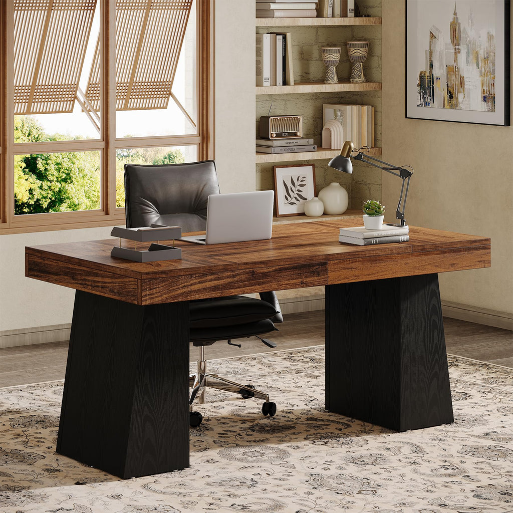 55" Wooden Office Desk with Double Pedestal X7441