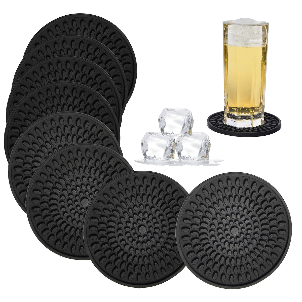 Silicone Coasters Set of 8 Black Z690016