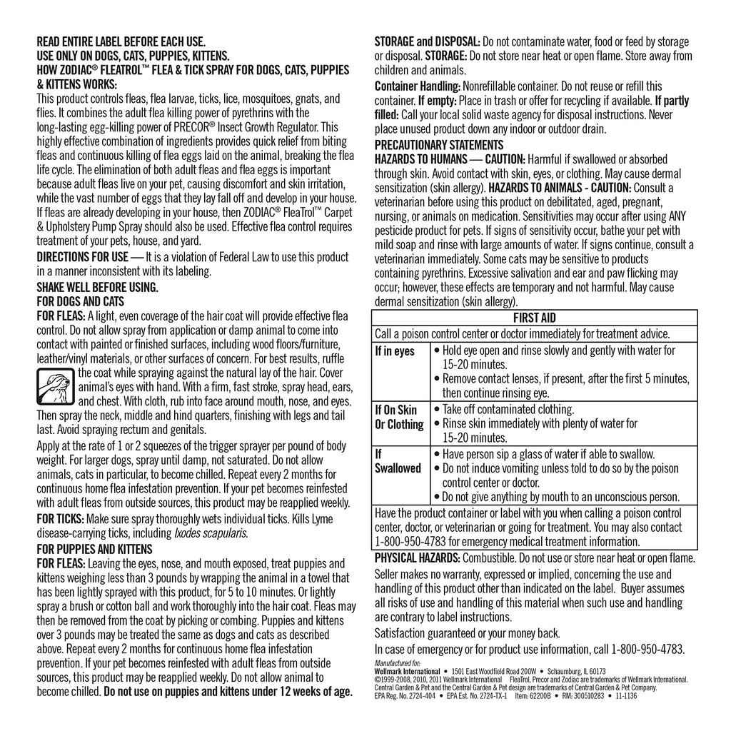 Flea & Tick Spray 16 fluid ounces J835