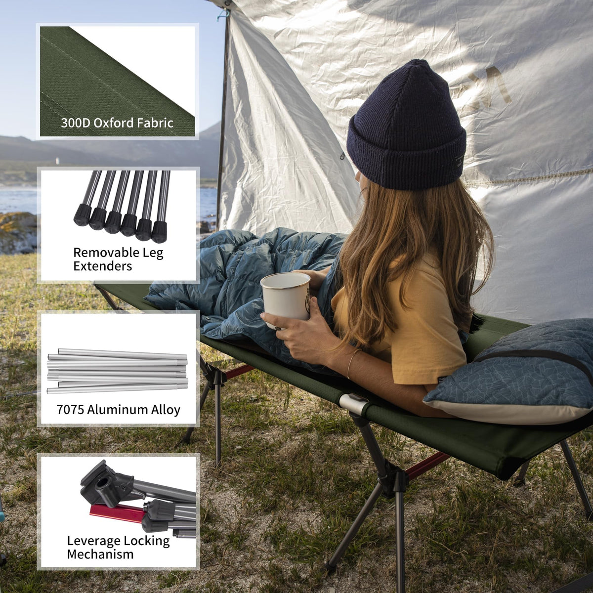 Height Adjustable Ultralight Folding Camping Cot N84434