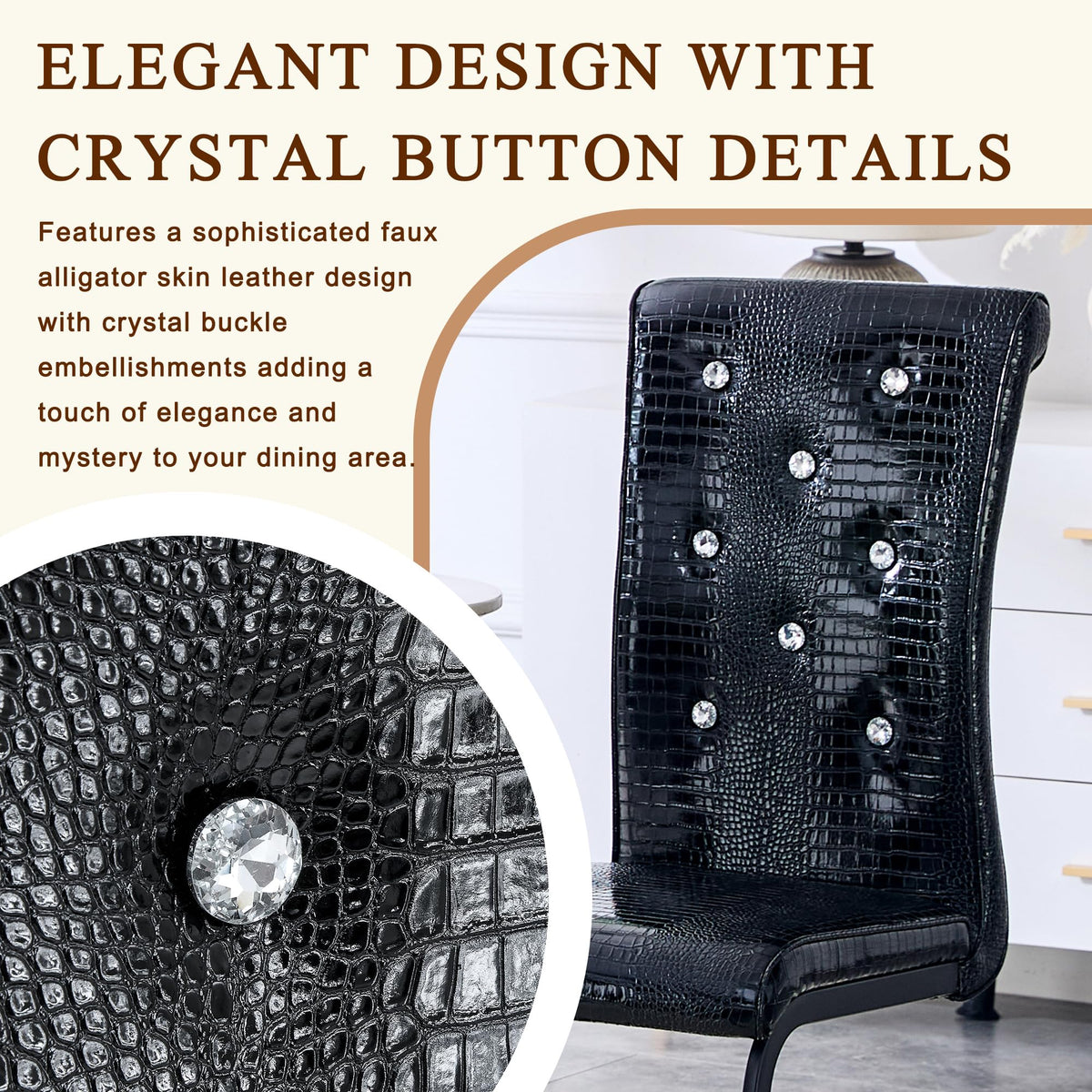 Black PU Leather Dining Chairs Set of 4 W4547