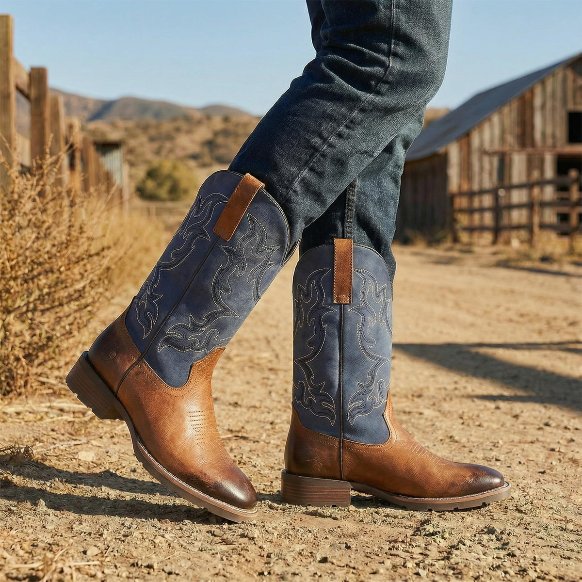 Men's Square Toe Western Pull-On Boots Z640849